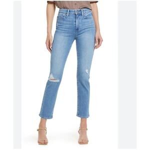 Paige Cindy Ripped Straight Leg Jeans In Speak Easy Destructed Size 29‎